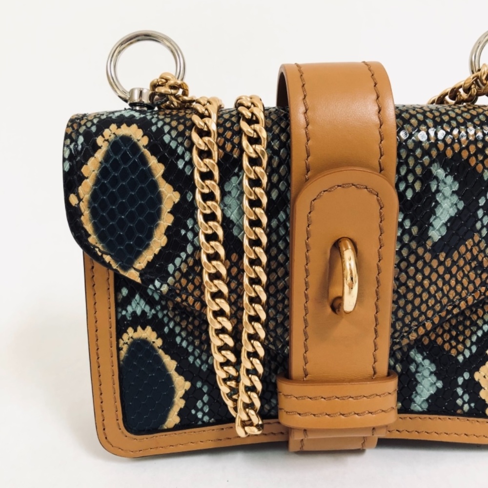 Chloe Mini Aby Chain Snake Python Print Brown Lea… - image 2